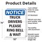 Signmission Truck Drivers Please Ring Bell And Wait OSHA Notice Sign, Aluminum, 10in W x 14in L, 2PK OS-2PACK-NS-A-1014-V-16766 - alternate 5